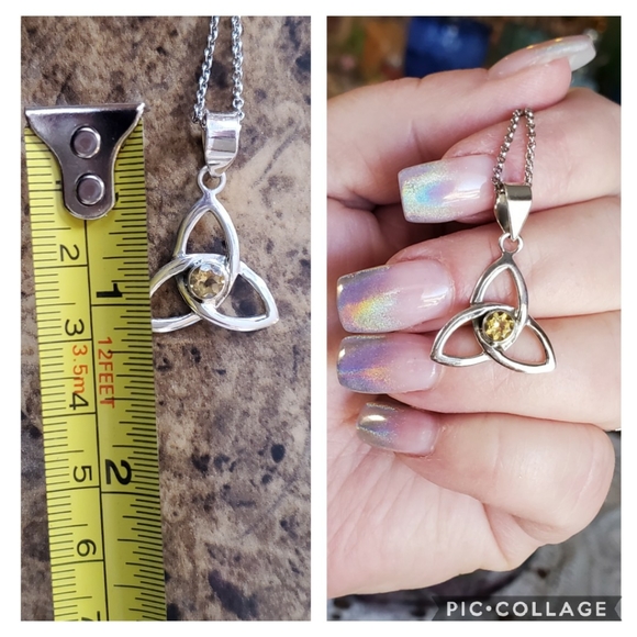 Genuine Citrine Celtic Knot Pendant Necklace - Picture 4 of 4